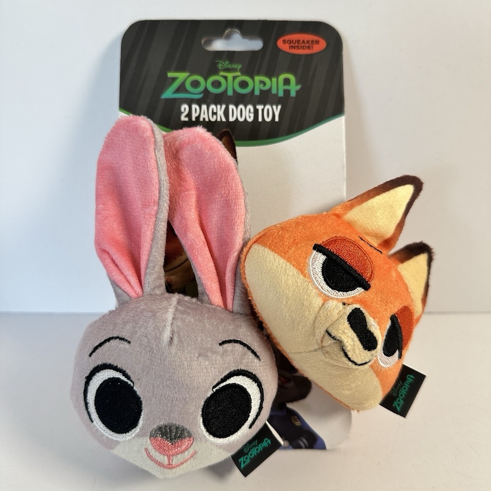 Disney Zootopia Judy Hopps Nick Wilde Dog‎ Toy 2 Pack Squeaky Plush NWT Pet